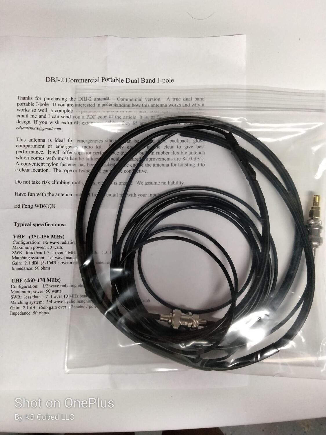 DBJ-2C GMRS/MURS Dual Band Portable Rollup Antenna by Ed Fong