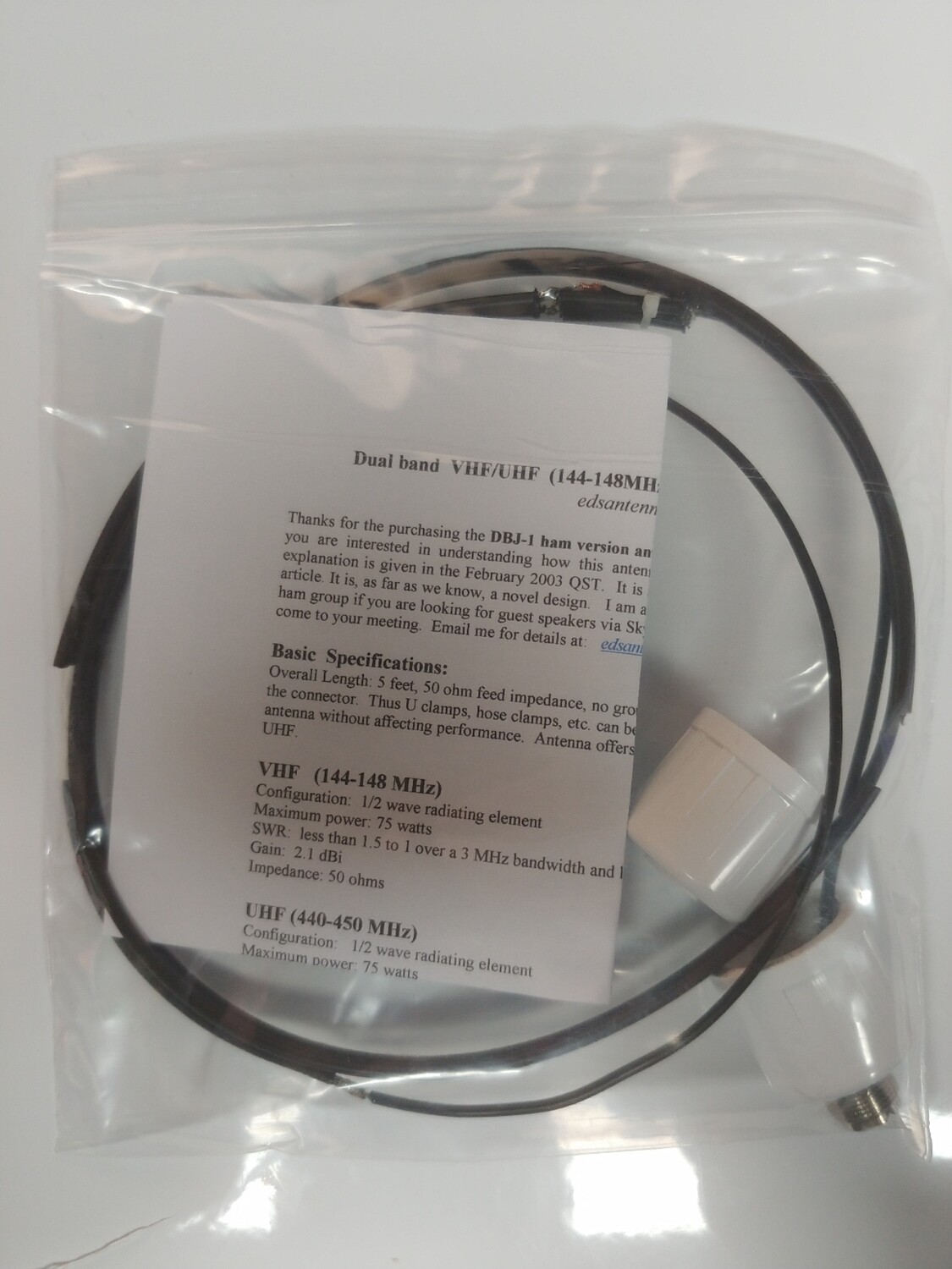 DBJ-1H 2m/70cm Amateur Ham Dual Band Base Antenna by Ed Fong