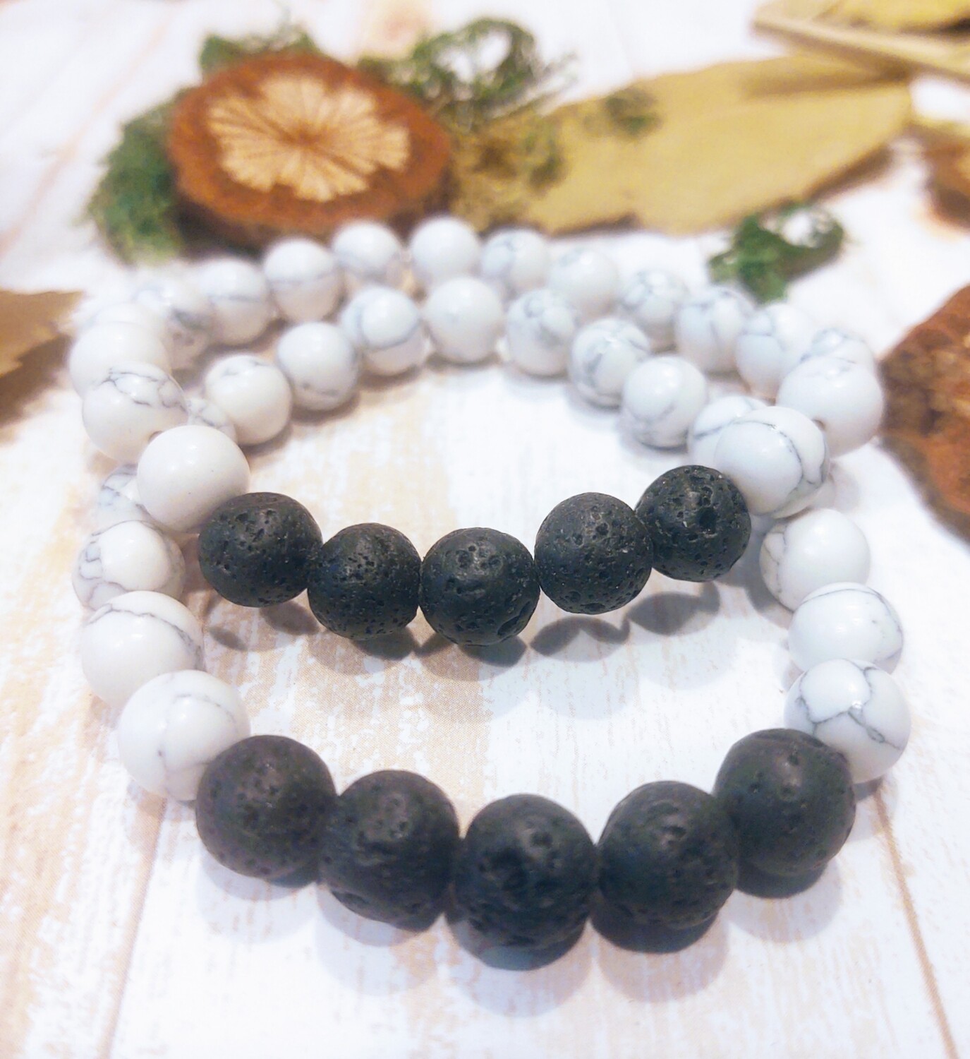 Howlite &amp; Lava Stone Bracelet