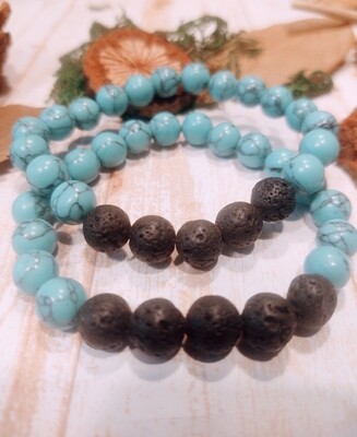 Turquoise &amp; Lava Stone Bracelet