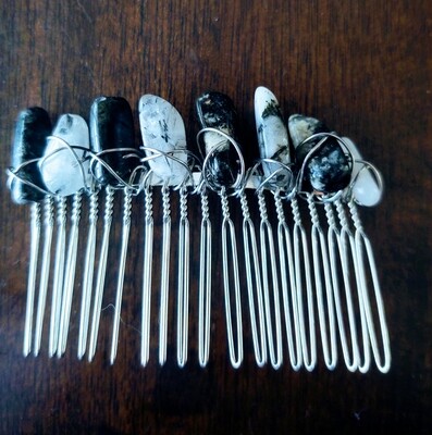 Black Marble Hair Comb