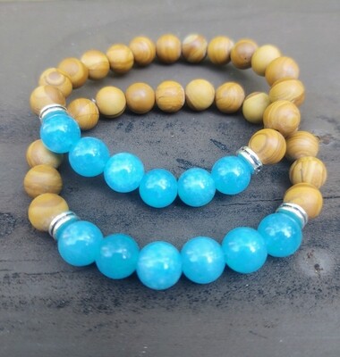Aquamarine &amp; Sandalwood Bracelet