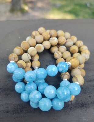 Blue Chalcedony &amp; Sandalwood Bracelet