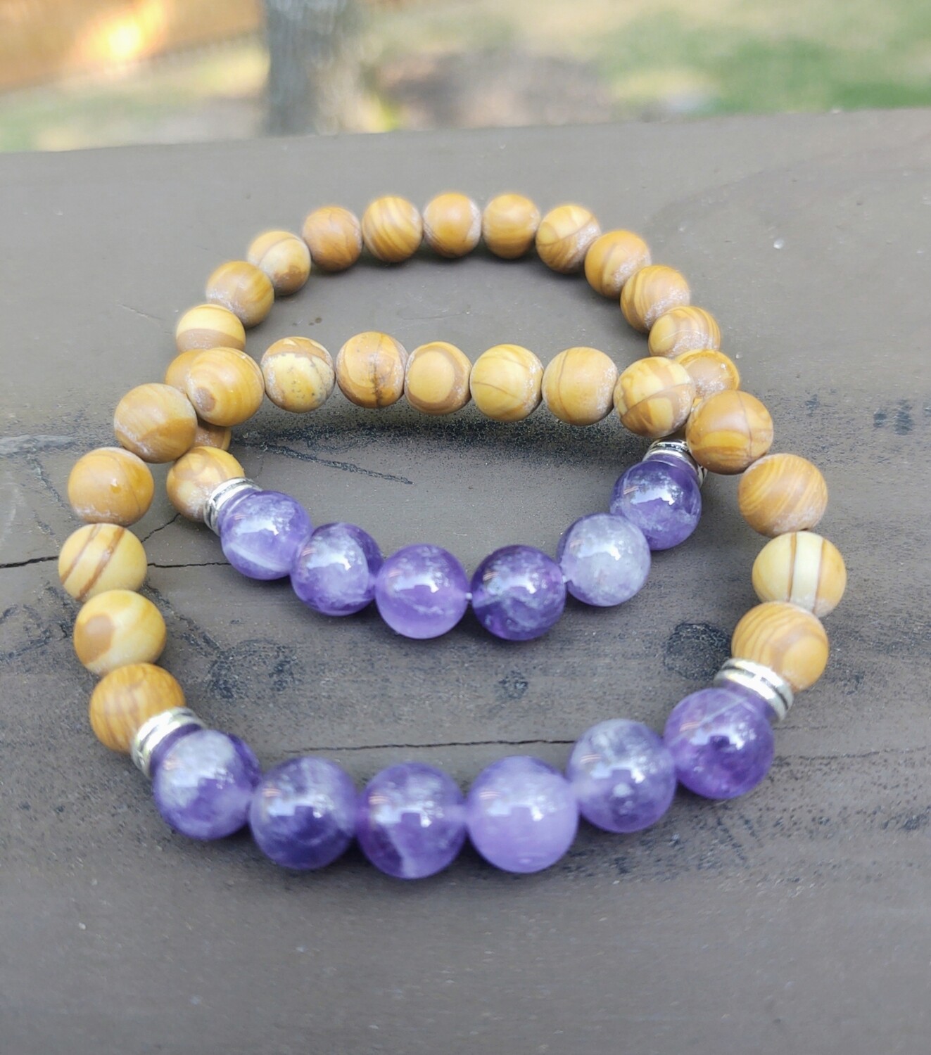 Amethyst &amp; Sandalwood Bracelet