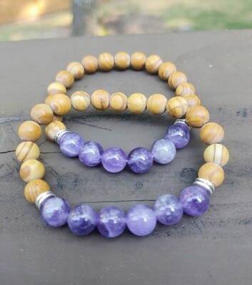 Amethyst &amp; Sandalwood Bracelet