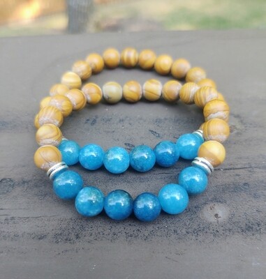 Blue Apatite &amp; Sandalwood Bracelet