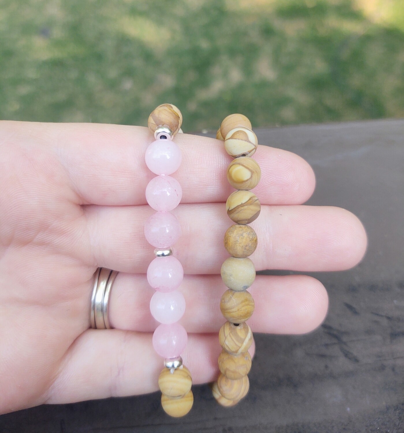 Rose Quartz &amp; Sandalwood Bracelet