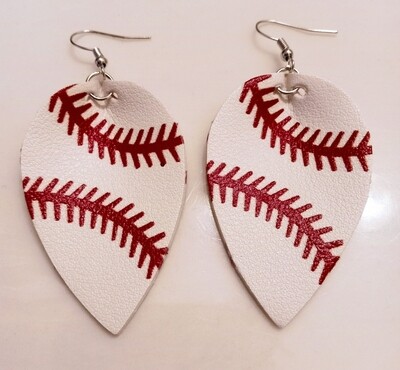 Leather Baseball Earrings