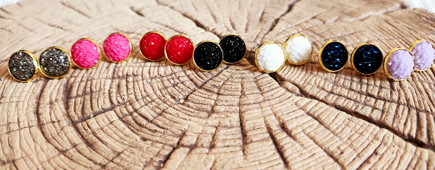 Druzy Post Earrings