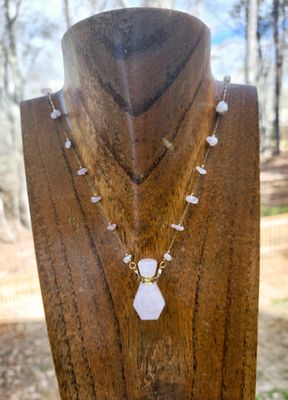 Rose Quartz Oil Bottle Necklace
