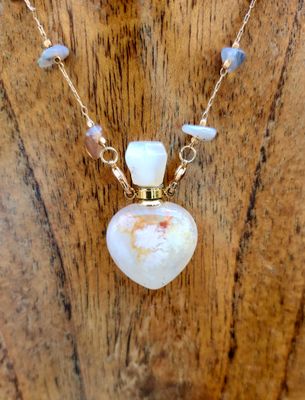 Flower Agate Oil Bottle Necklace