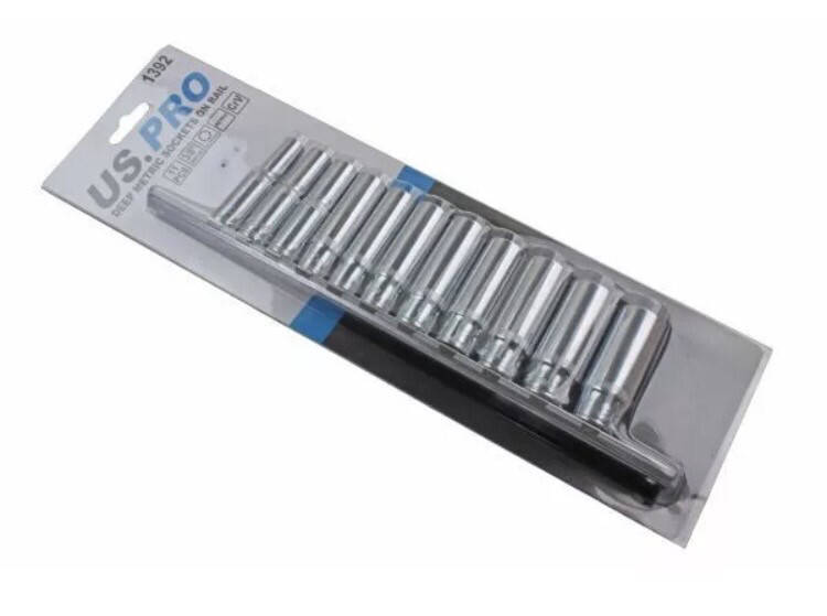 US PRO Tools 3/8”DR 6 Point Deep Metric Socket Set 11PC 1392