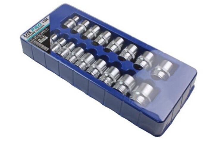 US PRO Tools 1/2” Dr Metric 17Pc Shallow Socket Set 6Pt