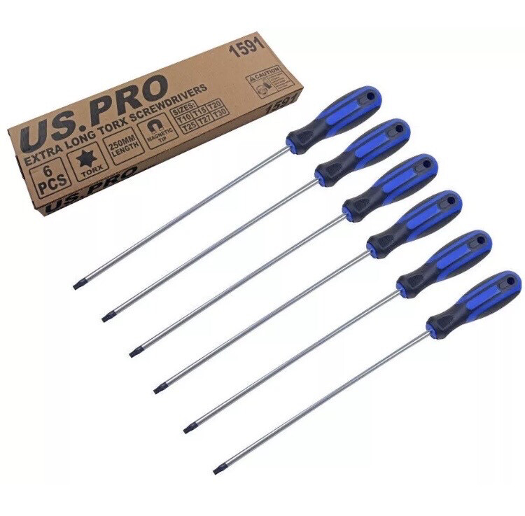 US PRO Tools Extra Long Star/Torx Screwdriver Set