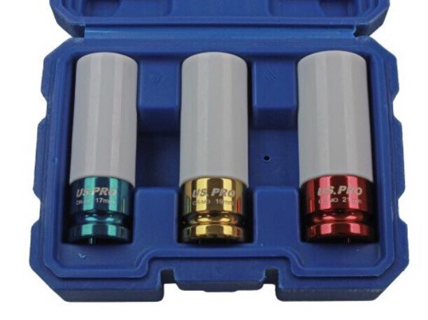 US PRO Tools 3PC Alloy Wheel Impact Socket Set 1596