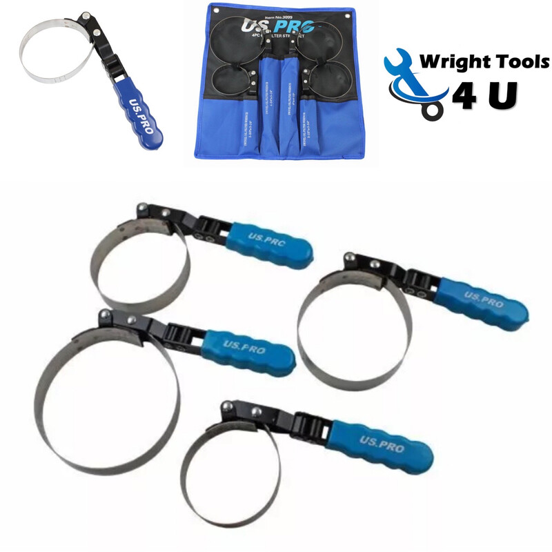 US PRO Tools 4PC Oil Filter Strap Set 3099