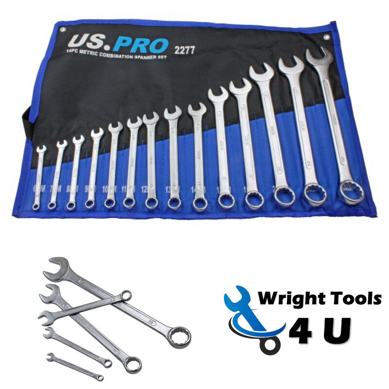 US PRO Tools 14PC Metric Combination Spanner Set 6-26MM 2277