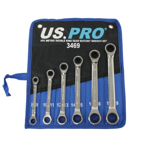 6Pc Metric Double Ring Ratchet Spanner Set