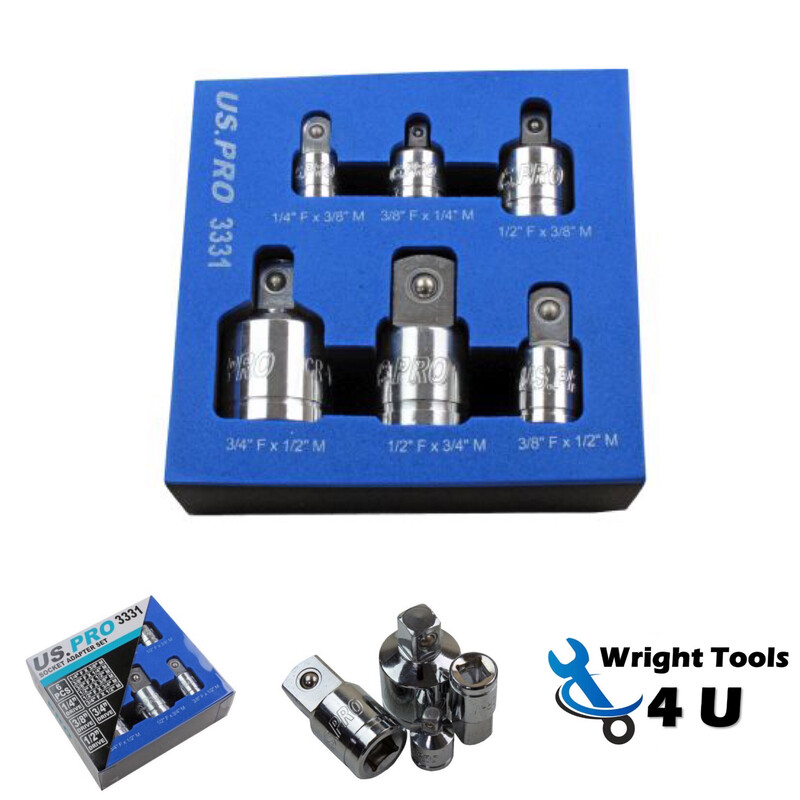 6Pc Socket Adaptor Set 1/4” 3/8” 1/2” & 3/4”
