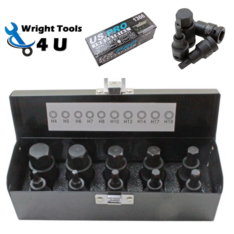 US PRO Tools 1/2”DR Impact Hex Allen Socket Set 10PC