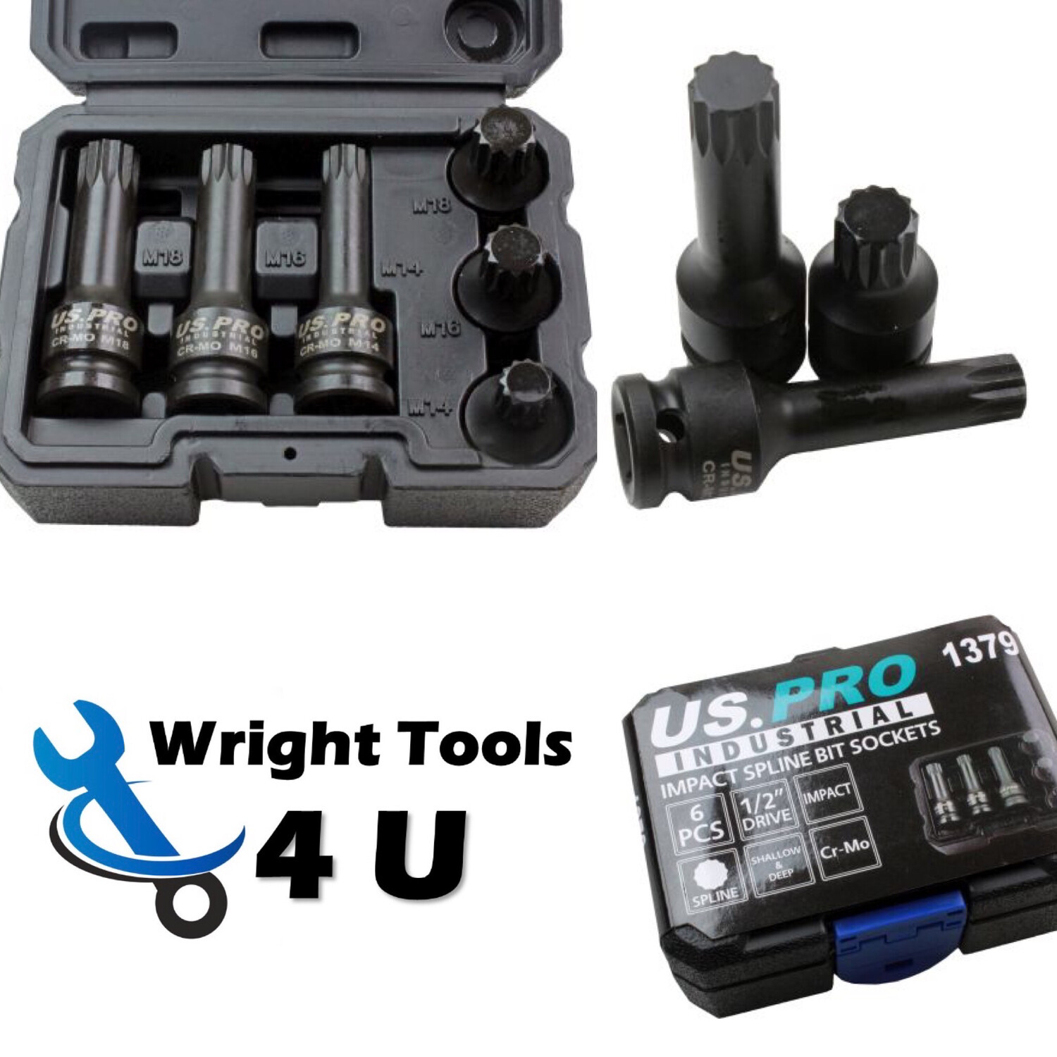6Pc 1/2” Impact Spline Sockets By US.PRO Industrial