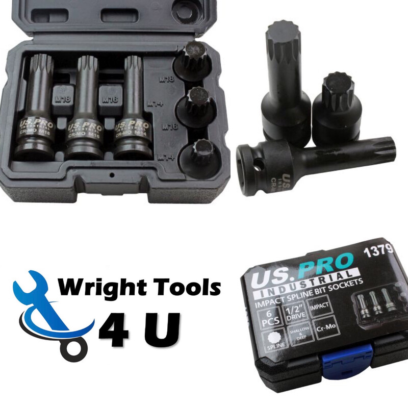 6Pc 1/2” Impact Spline Sockets By US.PRO Industrial