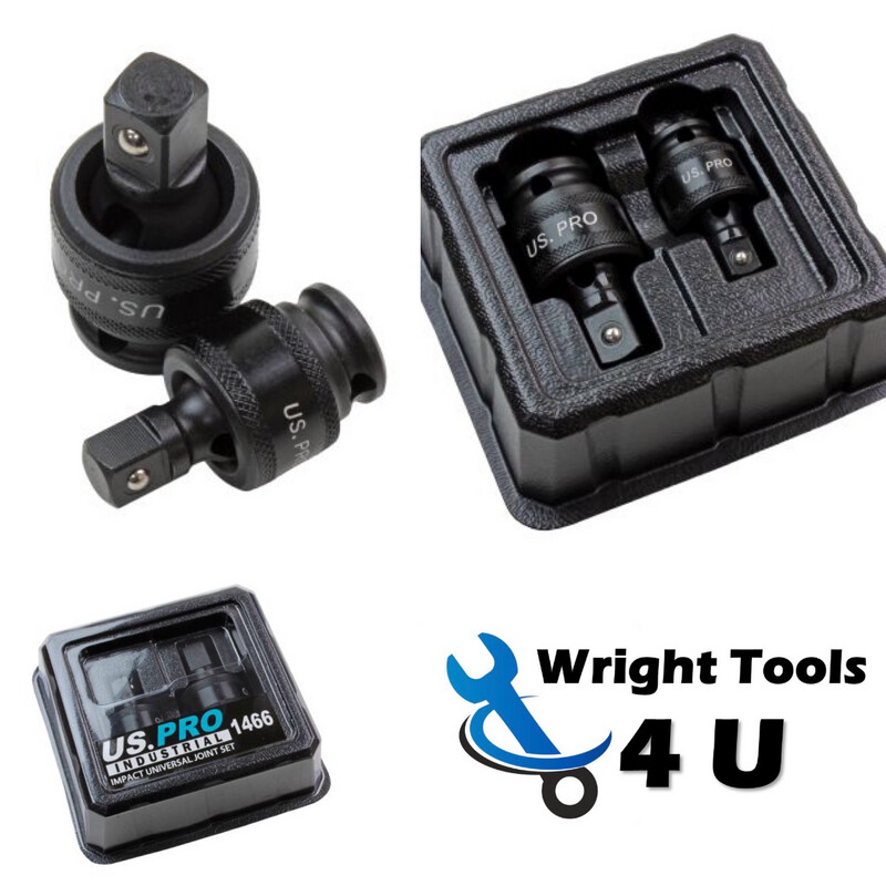 US PRO Tools 2PC Impact Universal Joint Set Uj 3/8” & 1/2” DR 1466