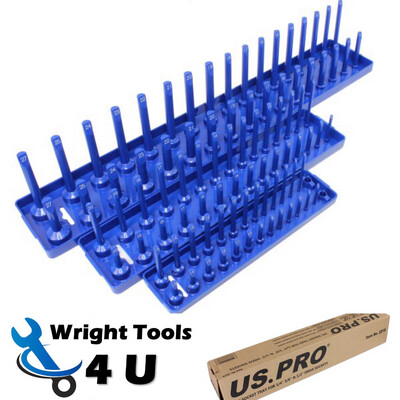 US PRO Tools 3PC Socket Storage Rails 1/4” 3/8” & 1/2” 2219