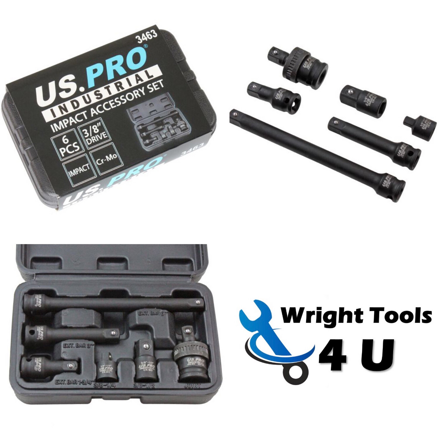 US PRO Tools 6Pc 3/8” Dr Impact Accessory Set 3463