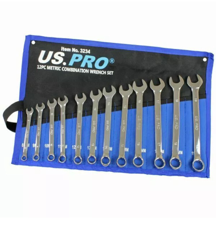 US.PRO 12Pc Metric Combination Spanner Set 8-19MM