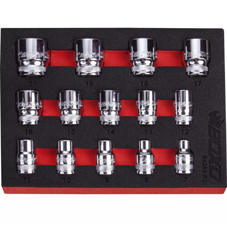 Boxo Tools 15Pc 3/8Dr Multi Spline Socket Set 7-21MM