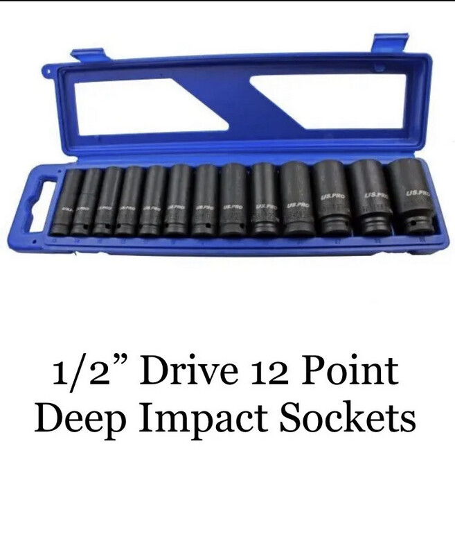 US Pro Tools 13pc 1/2"dr Deep Impact Sockets Metric 12 point Bi-Hex 13-32mm 1683