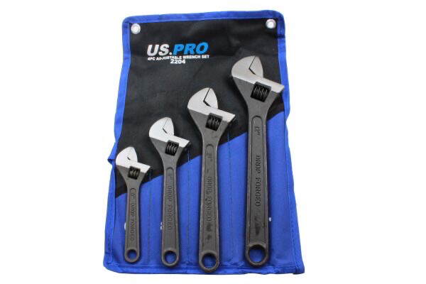 US PRO 4pc Adjustable Wrench/Shifting Spanner Set 6'' 8'' 10'' 12'' 2204