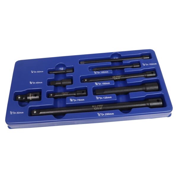 US PRO Tools Impact Extension Bar Set 9Pc 1/4" 3/8" 1/2" drive bars 3462