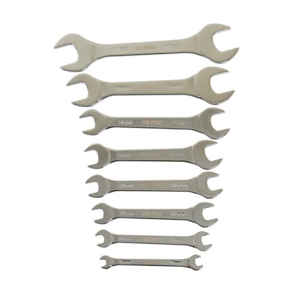 US PRO Tools 8pc Extra Flat Thin Double Open End Spanners 6 - 23mm 3875