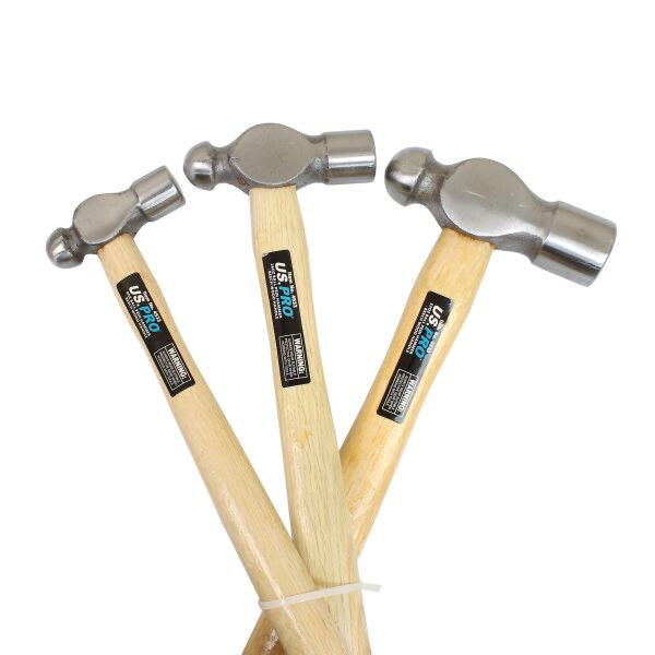 US PRO TOOLS 3 Pc Ball Pein Hammers - Beech Wood Handle 4533