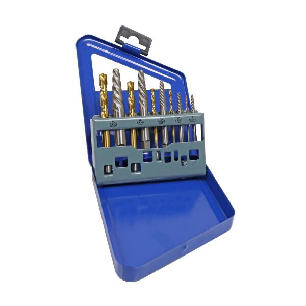 US PRO 10pc HSS Left Hand Drill Bit & Screw Extractor Set Drill Bits HSS-G 7083