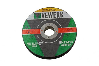 Vewerk Ultra Thin 115mm x 1mm x 22.2mm Stainless Steel Metal Cutting Discs 4.5" 50Pk