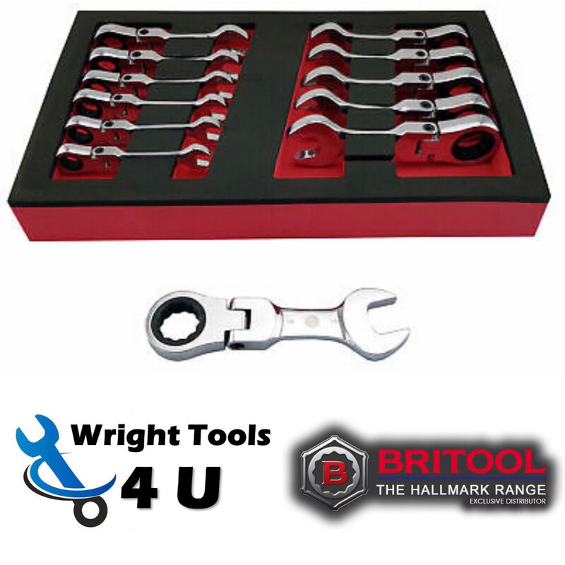 Britool Hallmark Stubby Flexi Ratchet Spanner  Set 8-19MM
