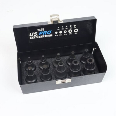 US PRO Industrial Tools 10pc 1/2" dr Impact Spline Bit Sockets Set 3435