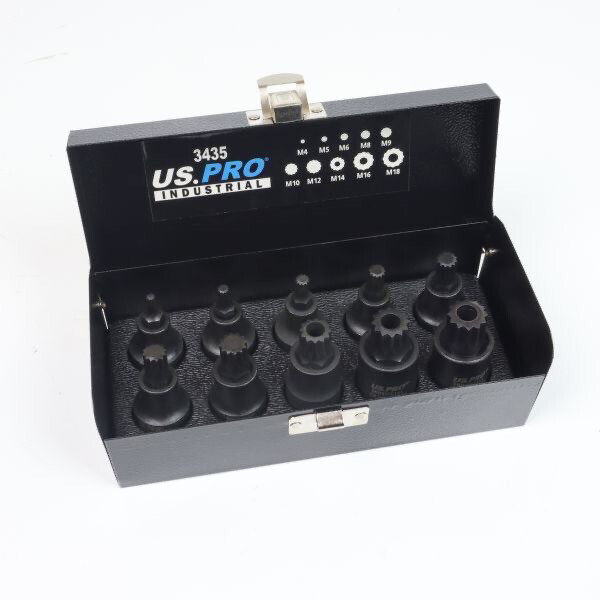 US PRO  Industrial Tools 10pc 1/2" dr Impact Spline Bit Sockets Set 3435