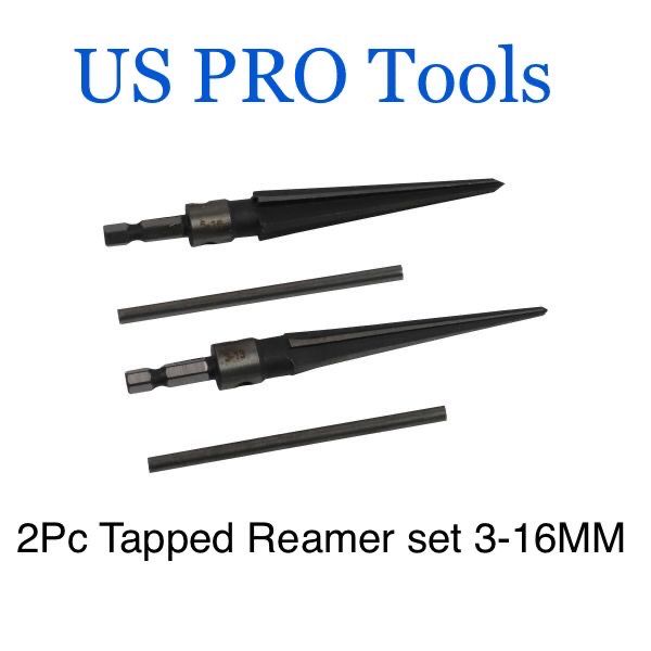US PRO Tools 2PC Tapered Reamer Set 3 - 16mm For Hand & Power Tool 2946
