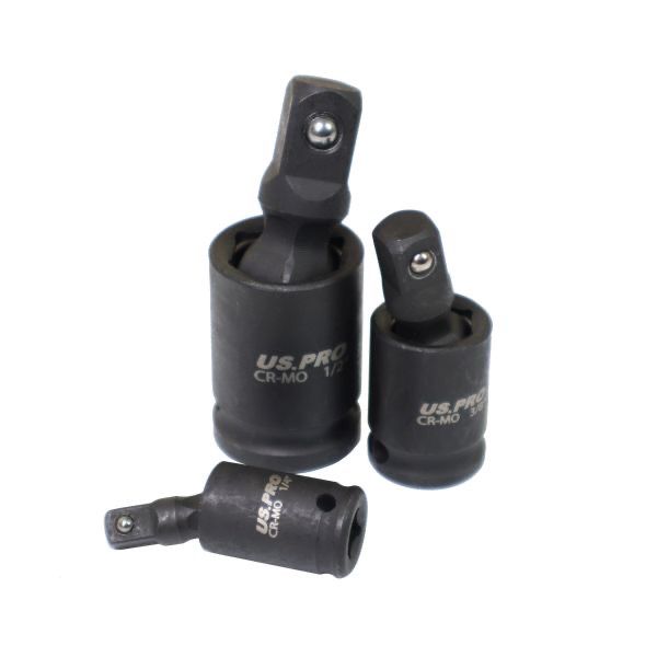 US PRO TOOLS 3pc Impact Universal Joint Set 1/4", 3/8" & 1/2" 3977