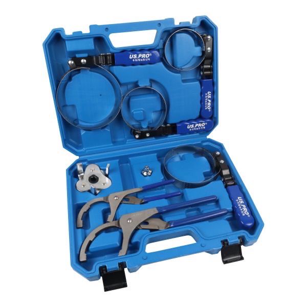US PRO Tools 8pc Oil Filter Removal Wrench Set Adjustable Pliers Strap 3 Leg Claw 7588