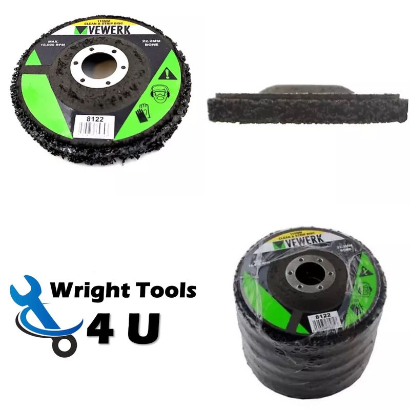 VEWERK  115MM Clean & Strip Discs.Rust, Paint 22.2MM Bore - 5 Pack 8122