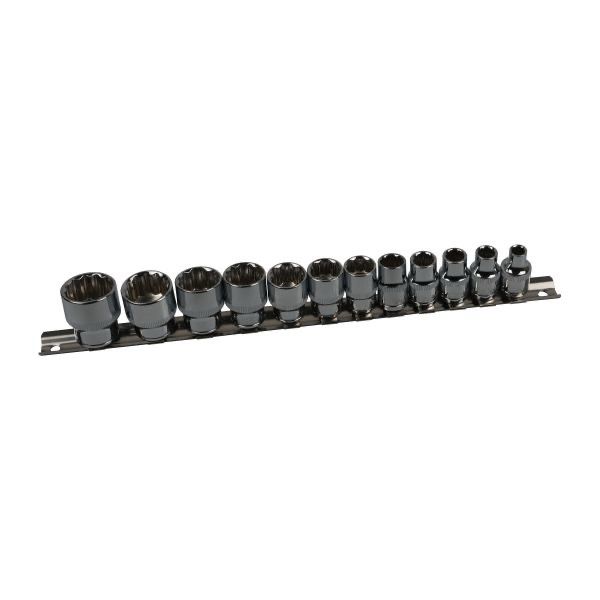 US PRO Tools  12pc 3/8"dr Shallow SAE Sockets 12 Point On Rail 1/4" to 7/8" 1391