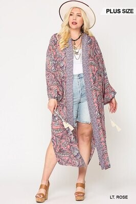 Open Front Kimono With Side Slits