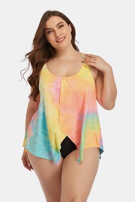 Tie-Dye Scoop Neck Two-Piece Swim Set