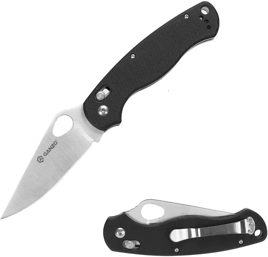 Ganzo G729 folding knife 440C Black G10