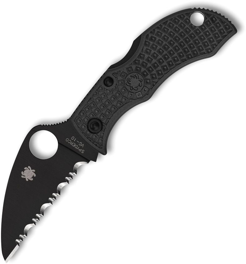 Manbug Lockback Wharncliffe All Black Serrated VG-10